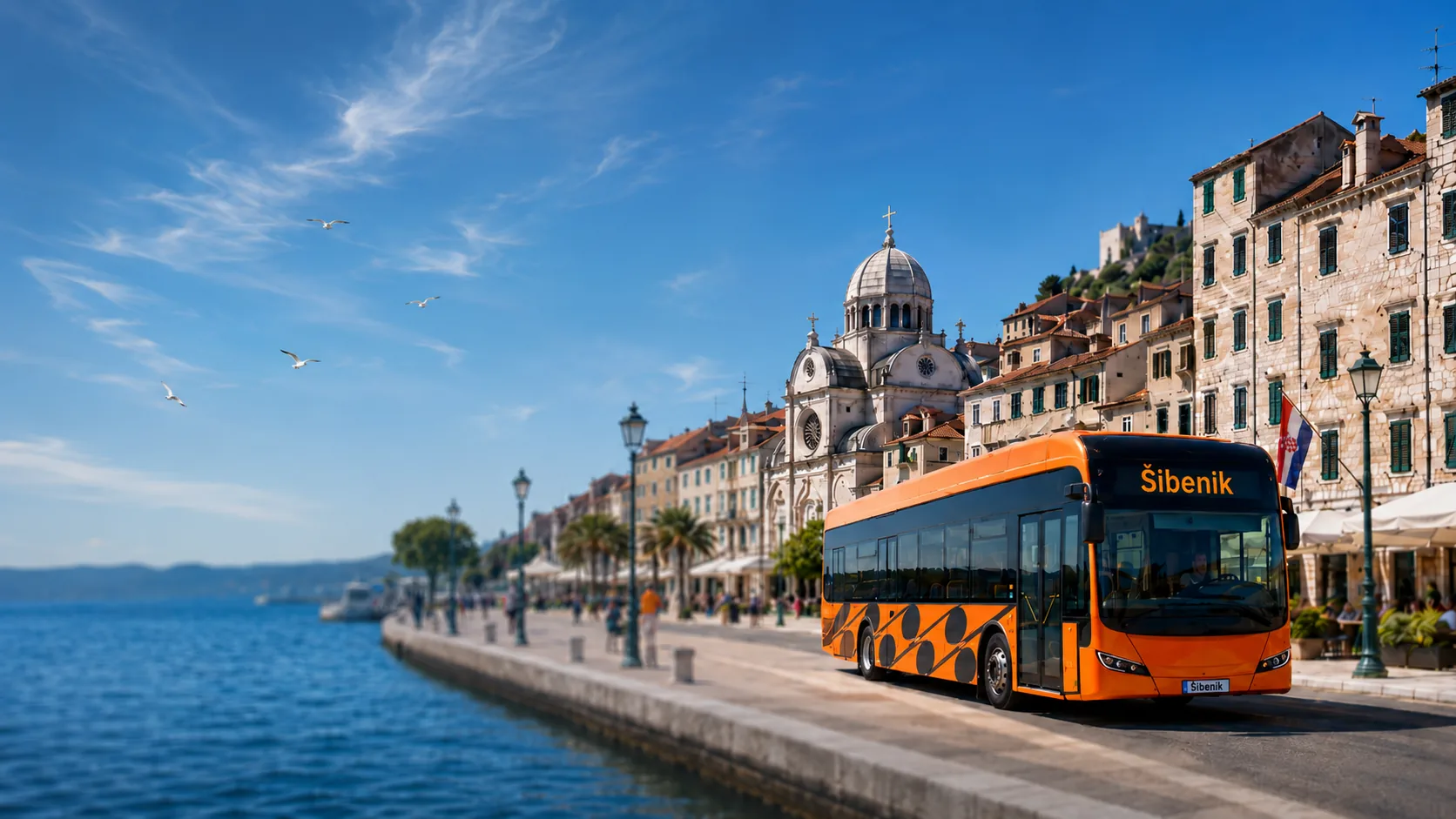 Líneas de autobús en Šibenik junto al mar