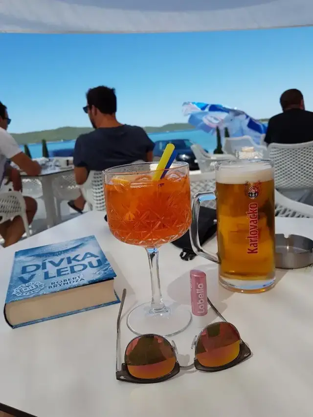 Aperol and iced coffee at Beach Bar Bellezza