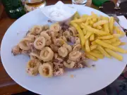 fried calamari and fries for lunch in Grebastica